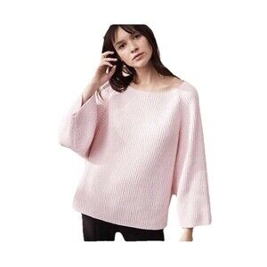 Lou & Grey Pink Ribbed Sweater size XL oversized boxy Cashmere Blend